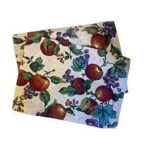 Set of 2 Apple Fabric Kitchen Placemats Orchard Design Tapestry Print Vineyard